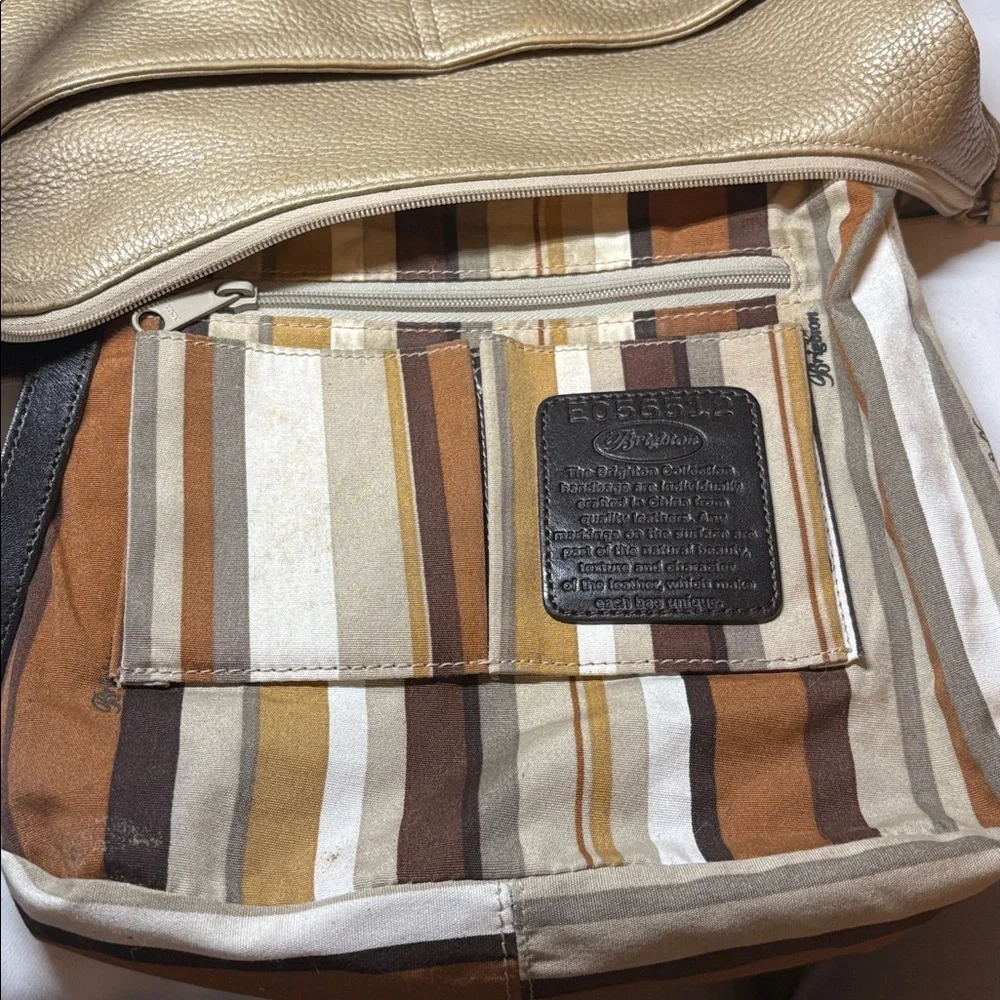 Brighton Gold Metallic Textured Leather Shoulder Bag